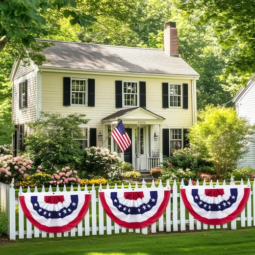 Vista 2 de Motiloo Bandera de abanico plisada de Estados Unidos, 2 x 4 pies, bandera patriótica de Estados Unidos con medio abanico para decoración del 4