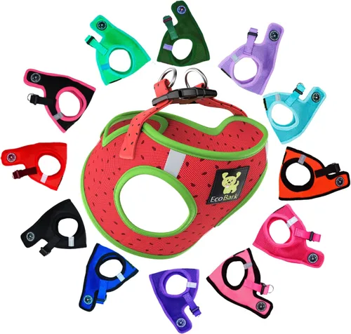 Vista 17 de EcoBark - Arnés para perro, arneses de taza de té ecológicos para perros XXS, XS y pequeños - Arnés reflectante y ajustable para cuerpo mini