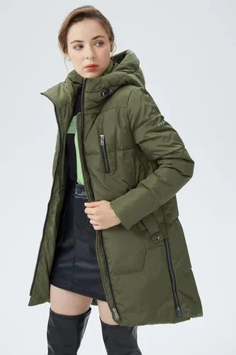Vista 3 de Orolay - Abrigo acolchado de invierno para mujer, de plumón, con capucha y cremallera doble