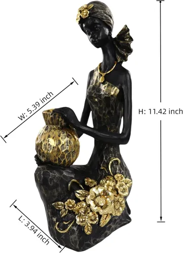 Vista 3 de Lescafita Estatua de dama africana con tótem tribal africano para boda, iglesia, decoración de festivales, estatua femenina decorativa africana