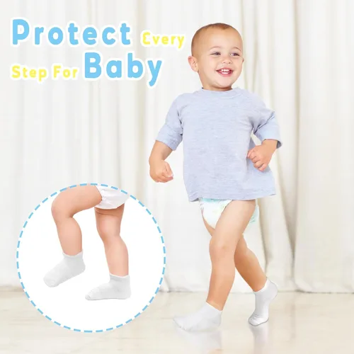 Vista 3 de HYCLES Calcetines antideslizantes para niños pequeños, 15 pares de calcetines antideslizantes de corte bajo para niños de 1 a 7 años, calcetines