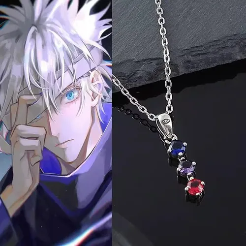 Vista 2 de MiZuh Jujutsu Kaisen - Collar con colgante de anime para cosplay, accesorios de armas Satoru GojoItadori Yuji, regalos para hombres y mujeres