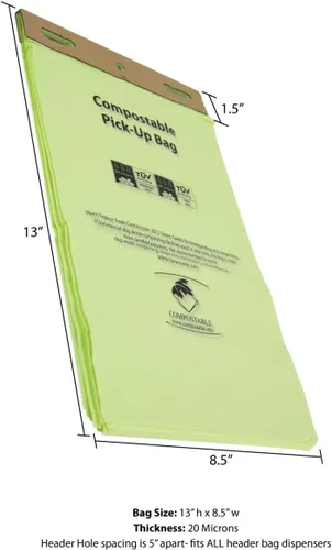 Vista 8 de Zero Waste USA - Bolsas compostables para la estación de residuos de perros - 20 cabezales (2,000 bolsas) - Los biopolímeros a base de plantas se