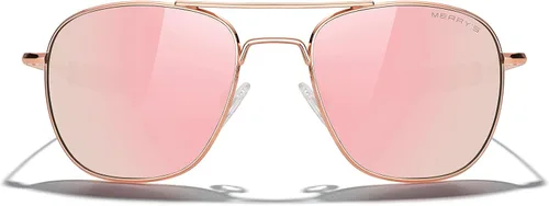 Vista 2 de MERRY'S Gafas de sol polarizadas militares clásicas cuadradas aviador para hombres o mujeres S8636