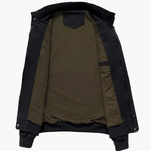 Vista 5 de Crysully - Chaqueta cortavientos para hombre, estilo informal y cuello militar, para primavera-otoño