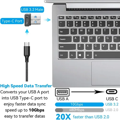 Vista 10 de Herfair Adaptador USB C a A de 90 grados, paquete de 2 unidades de ángulo recto USB3.2 Tipo-C hembra a un macho convertidor vertical de puerto USB