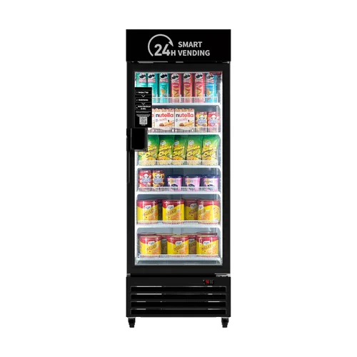 Vista 8 de Combo de máquina expendedora, máquina expendedora refrigerada inteligente con lector de tarjetas táctiles (negro, más B)