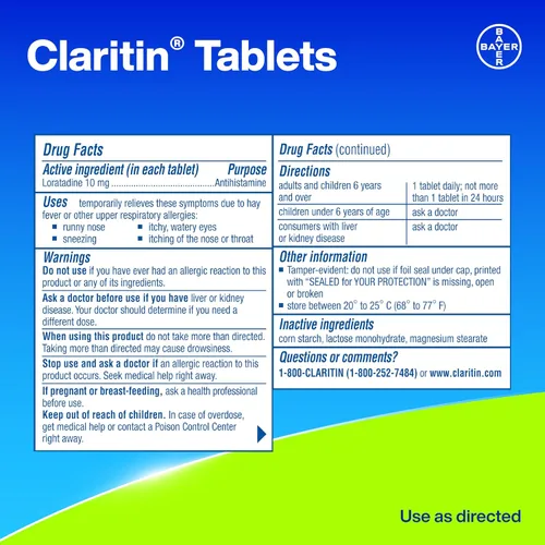 Vista 14 de Claritin Medicamento para la alergia para adultos, pastillas de loratadina sin somnolencia de 10 mg de 24 horas, antihistamínico, 30 tabletas + 1