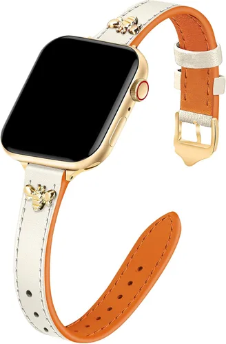 Vista 20 de JR.DM Correas de cuero delgadas compatibles con Apple Watch Band 1.496 in 1.575 in 1.614 in 1.654 in 1.732 in 1.772 in 1.811 in 1.929 in, correa