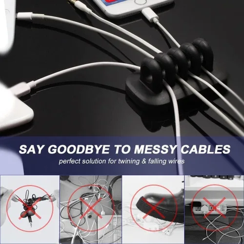 Vista 3 de Monaco Soporte de clip de cable con peso para administración de cables de escritorio (negro)