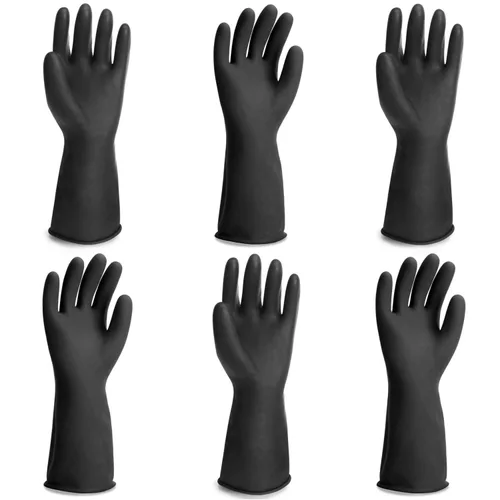 Vista 18 de Guantes Resistentes a Productos Químicos, 14" de Largo Negro Impermeables Resistentes a Álcali/Ácido/Aceite Reutilizables Guantes de Goma