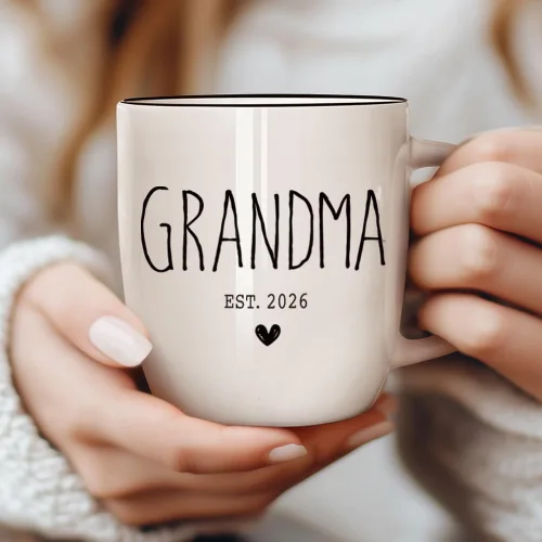 Vista 2 de Promovidos a Abuelos 2026 Juego de Tazas, Tazas de Cerámica para Abuela y Abuelo 2026, Anuncio de Embarazo para Juego de Tazas de Abuelos, Regalos
