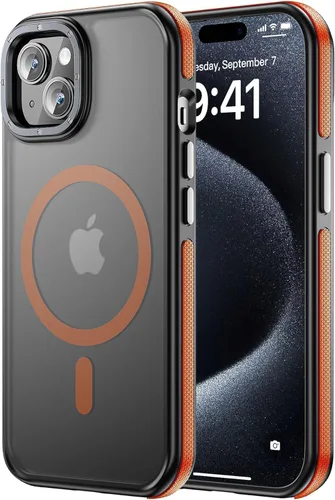 Vista 62 de Tigowos Funda magnética para iPhone 15, resistente a las caídas, sensación de piel mate, a prueba de golpes, ajuste delgado para iPhone 15, negro