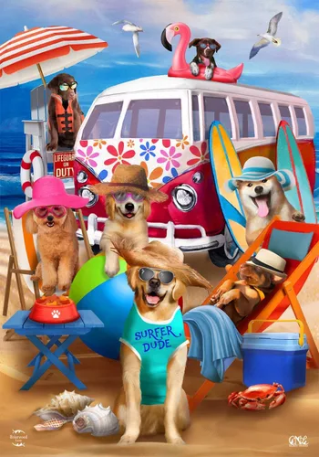 Vista 17 de Briarwood Lane Bandera de Jardín Dog Days of Summer
