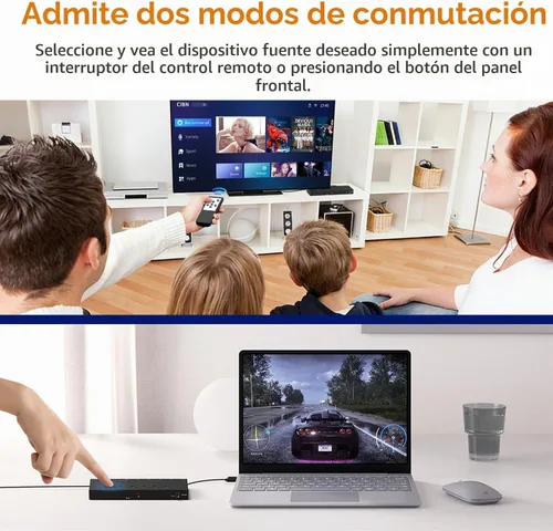 Vista 3 de Interruptor HDMI/AV 5 en 1, convertidor 4K-HD MI+1AV a HDMI, compatible con HDR y HDCP 2.2 y 3D completo con control remoto IR compatible