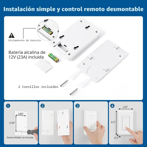 Vista 7 de DEWENWILS Interruptor de luz remoto inalámbrico, kit de interruptor de pared inalámbrico expandible, sin cableado, sin WiFi, rango RF de 100 pies