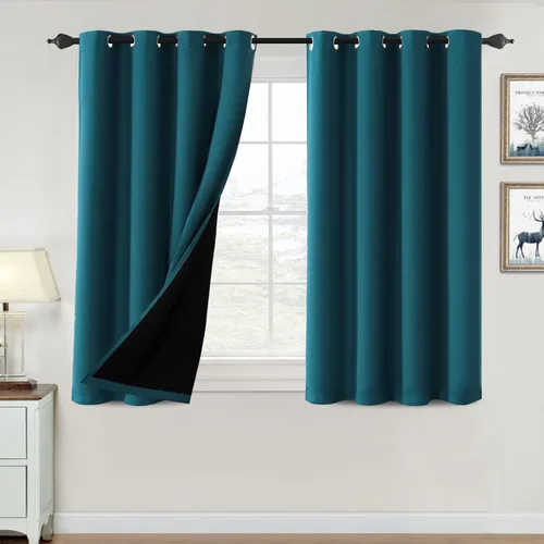 Vista 93 de H.VERSAILTEX Cortinas 100% de opacidad para dormitorio, con aislamiento térmico, cortinas opacas de 63 pulgadas de largo, cortinas de bloqueo