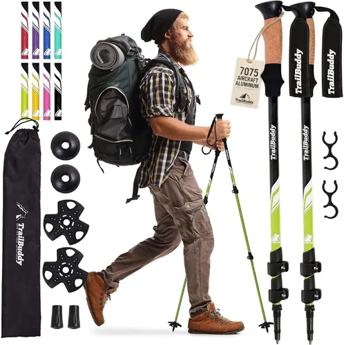 Vista 10 de TrailBuddy Trekking Poles – Lightweight 7075 Aluminum Hiking Poles for Women, Men & Seniors – Collapsible Walking Sticks for Travel, Trails & Balance