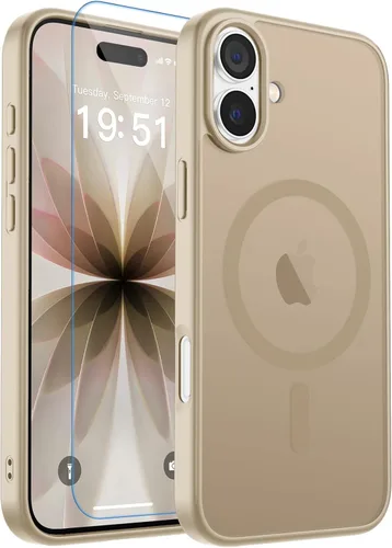 Vista 391 de zapica Funda magnética para iPhone Air, con protector de pantalla de vidrio templado, compatible con MagSafe, translúcida mate, a prueba de golpes