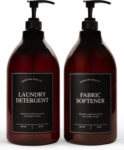 Vista 10 de Calindiana Modern Farmhouse Dispensador de Detergente Líquido para Ropa con Lejía para Decoración y Organización del Cuarto de Lavado, Envases
