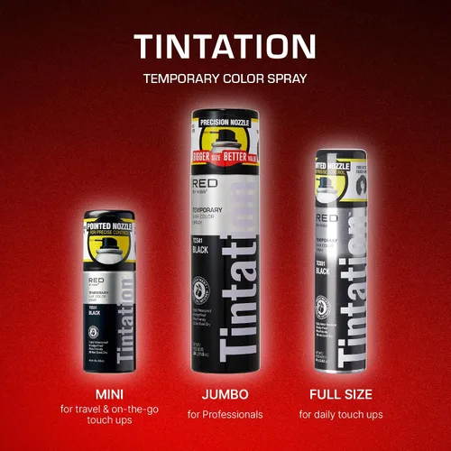 Vista 5 de RED by Kiss Tintation - Spray de color temporal para el cabello, tamaño extragrande, cobertura instantánea de raíces grises, resistente al agua, a