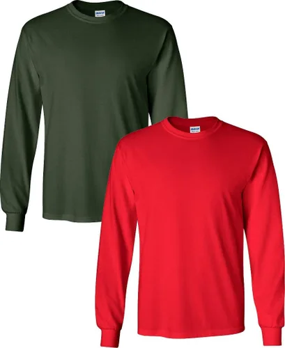 Vista 82 de Gildan Camiseta de manga larga de algodón ultra para adulto, estilo G2400, paquete múltiple Militar + ceniza.