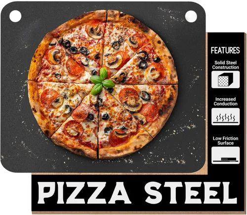 Vista 11 de Primica Pizza Steel XL para horno y parrilla, 16 x 13.4 pulgadas, el mejor cambiador de juego de corteza, perfecto para pizza horneada al horno