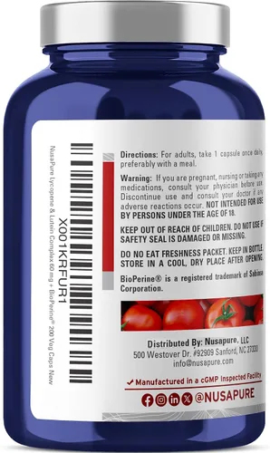 Vista 2 de Complejo de licopeno y luteína, sin OMG, 60 mg, 200 cápsulas vegetales