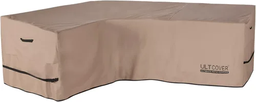 Vista 17 de ULTCOVER Funda de sofá modular para patio en forma de L con orientación a la izquierda, impermeable para muebles de sección exterior de 4 plazas