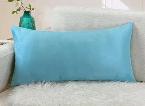 Vista 45 de Aiking Home Collection Creative Luxury - Funda de almohada decorativa de gamuza sintética, 12 x 18 pulgadas, color turquesa