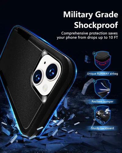 Vista 4 de Funda para iPhone 14 con protector de pantalla [parte trasera dura protectora a prueba de golpes] [prueba de caídas de grado militar], funda