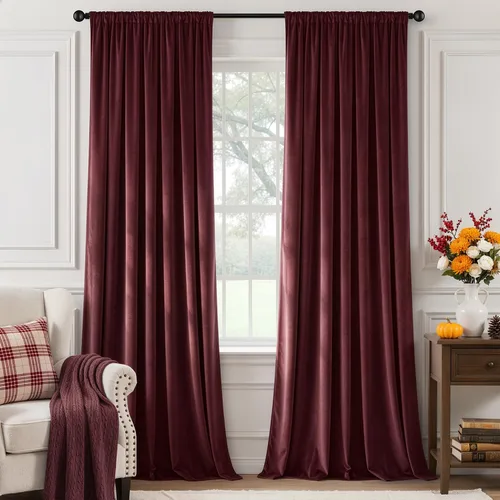 Vista 9 de MIULEE - Juego de 2 paneles de cortinas negro opacas y térmicas de terciopelo para la sala de estar y dormitorio, con bolsillo para cortinero, de 63