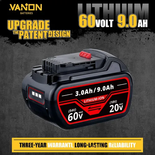 Vista 7 de VANON 9.0Ah DCB606 Reemplazo para batería DeWalt 20V/60V MAX