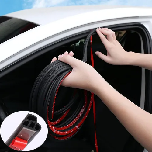 Vista 7 de Tira de sello para puerta de coche 10M/32.8Ft, sellado automotriz de doble capa en forma de L, universal, autoadhesiva, para puerta de coche, portón