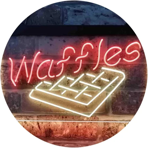 Vista 14 de ADVPRO Waffles Snack Café - Letrero de neón LED de doble color, azul y rojo, 12 x 8 pulgadas st6s32-i3820-br