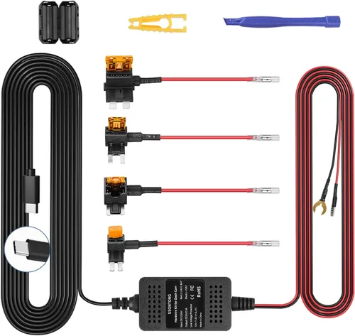 Vista 8 de Kit de cable duro para cámara de salpicadero, kit de cable duro para cámara tipo C de 3 conductores, kit de cable duro USB-C de 12V-24V a 5V