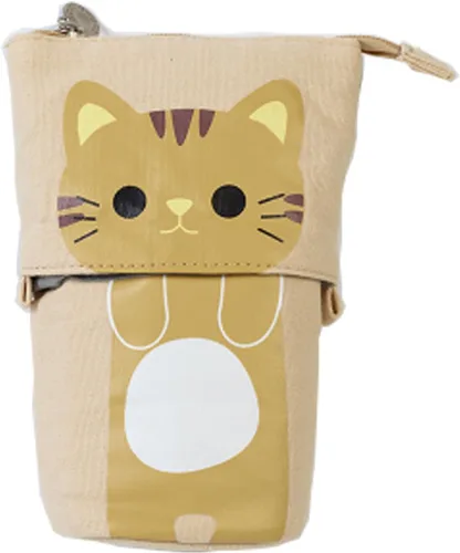 Vista 9 de iSuperb - Portalápices convertible para soporte y almacenamiento, de lona y poliuretano, con caricatura de gato adorable; cartuchera telescópica