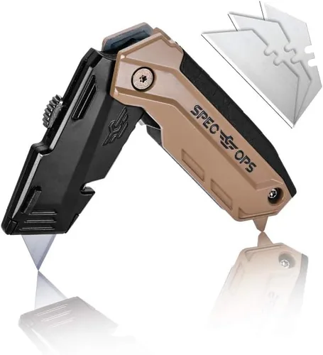 Vista 13 de Spec Ops Tools - Cuchillo utilitario con hoja retráctil, paquete de 2, incluye 5 cuchillas adicionales en almacenamiento de mango, 3% donado a