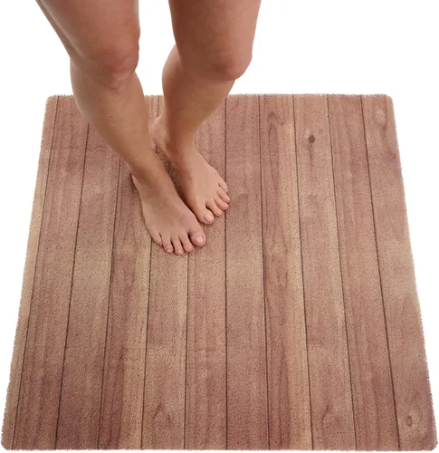 Vista 93 de Enkosi Alfombra de ducha antideslizante Loofah para suelos de ducha, bañera, baños, zonas húmedas, alfombrilla de baño acolchada con agujeros