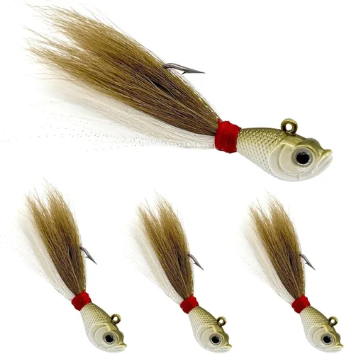 Vista 13 de Bucktail Jigs Saltwater 3Pcs/5Pcs Fish Hair Jig Lure Hooks,Fishing Hair Swimbait Jig Head Deer Hair Jig Surf Fishing for Walleye Striper