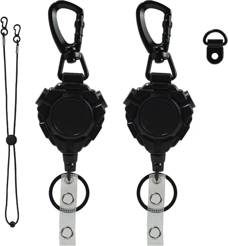 Vista 8 de Soporte de micrófono CB retráctil, resistente soporte de micrófono retráctil con cable de acero inoxidable de 32 pulgadas, cordón tejido y soporte