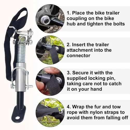 Vista 7 de Acoplador de remolque de bicicleta, conector de enganche de remolque, ajuste universal para remolques de bicicleta de carga para niños, accesorios