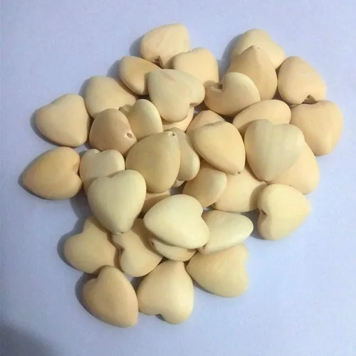 Vista 4 de 100 cuentas de corazones de madera natural de 0.787 pulgadas sin terminar con agujeros, materiales de madera ecológicos para llavero, bricolaje