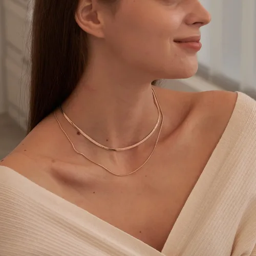 Vista 4 de CHESKY 14K GoldSilver Plated Snake Chain Necklace Herringbone Necklace Gold Choker Necklaces for Women Girl Gifts Jewelry 1.535MM(W) 14"16"(L)