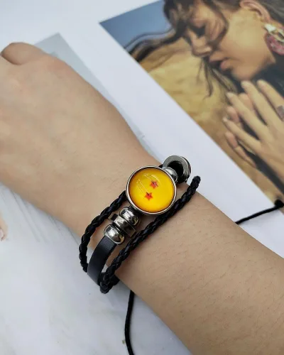 Vista 6 de rgwtgkyh Pulsera Goku de cuero trenzado para hombres, pulseras tejidas negras ajustables para niños, joyería de moda, regalo para él
