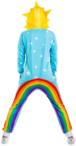 Vista 2 de Tipsy Elves Divertido disfraz de arco iris de Halloween para mujer, divertido diseño de arco iris multicolor