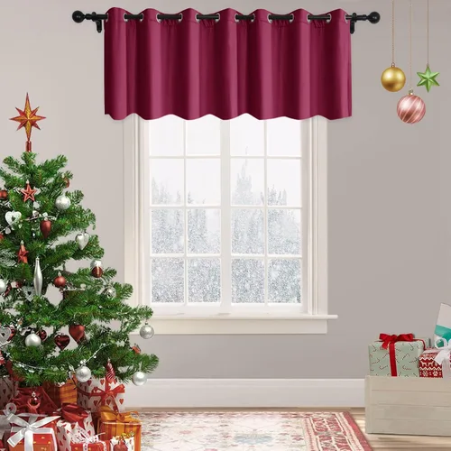 Vista 10 de Frelement Cortinas de Navidad de terciopelo afelpado para sala de estar, cortinas de oscurecimiento con ojales en la parte superior, cortinas