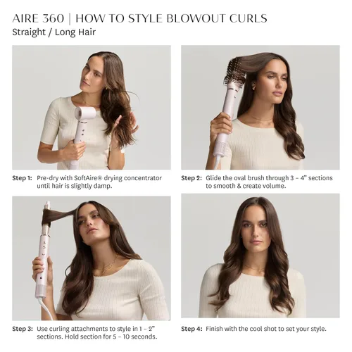 Vista 10 de Aire 360 Ceramic Dual Voltage Air Styler Blowout Kit with Curling Attachments, Oval Brush & Drying Concentrator Fast, Healthy Blowouts and