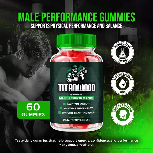 Vista 4 de Paquete de 2 gomitas Titan Wood – Fórmula potente para energía, resistencia, impulso y soporte de rendimiento diario Gomitas TitanWood de gran